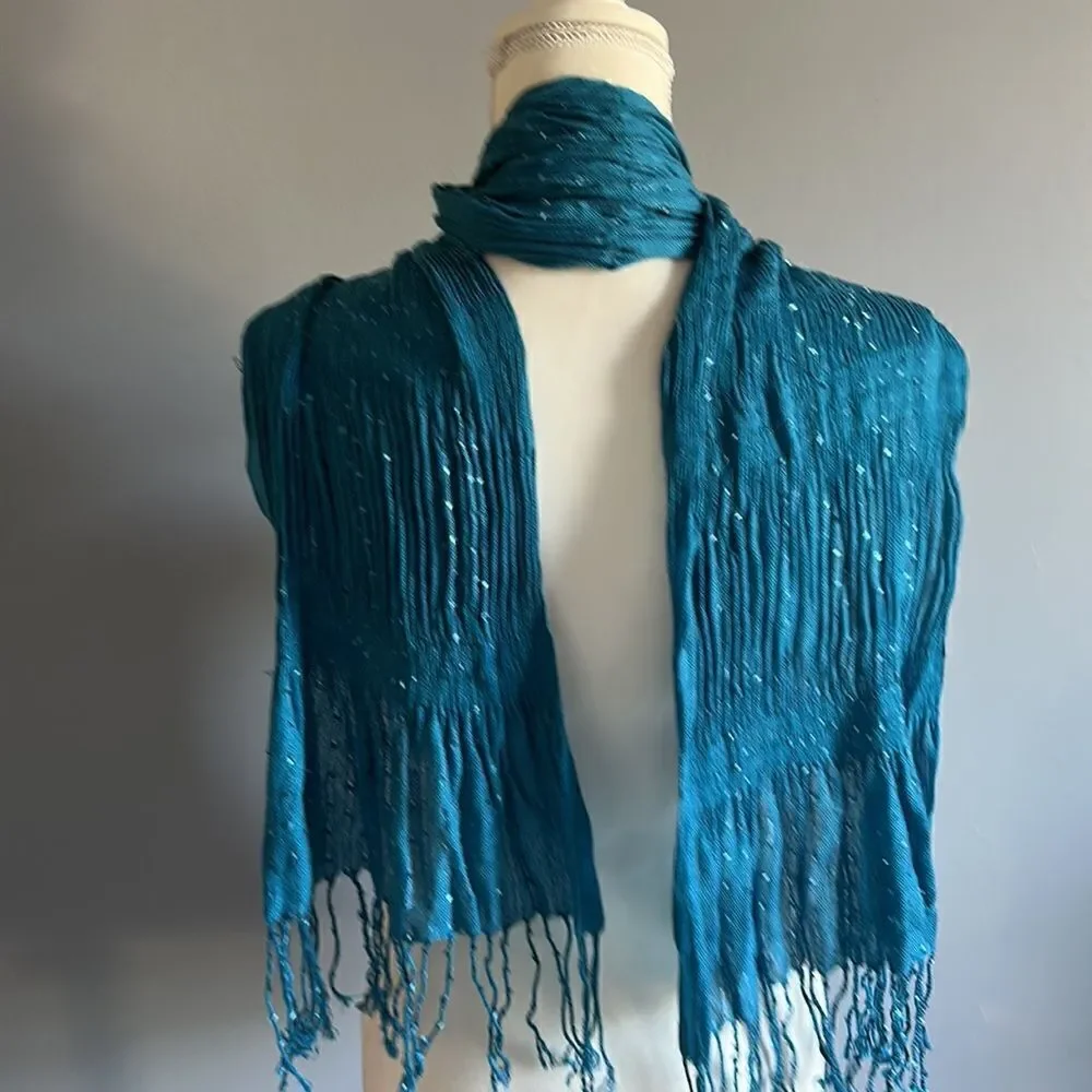Turquoise Scarf/Wrap with Fringe!